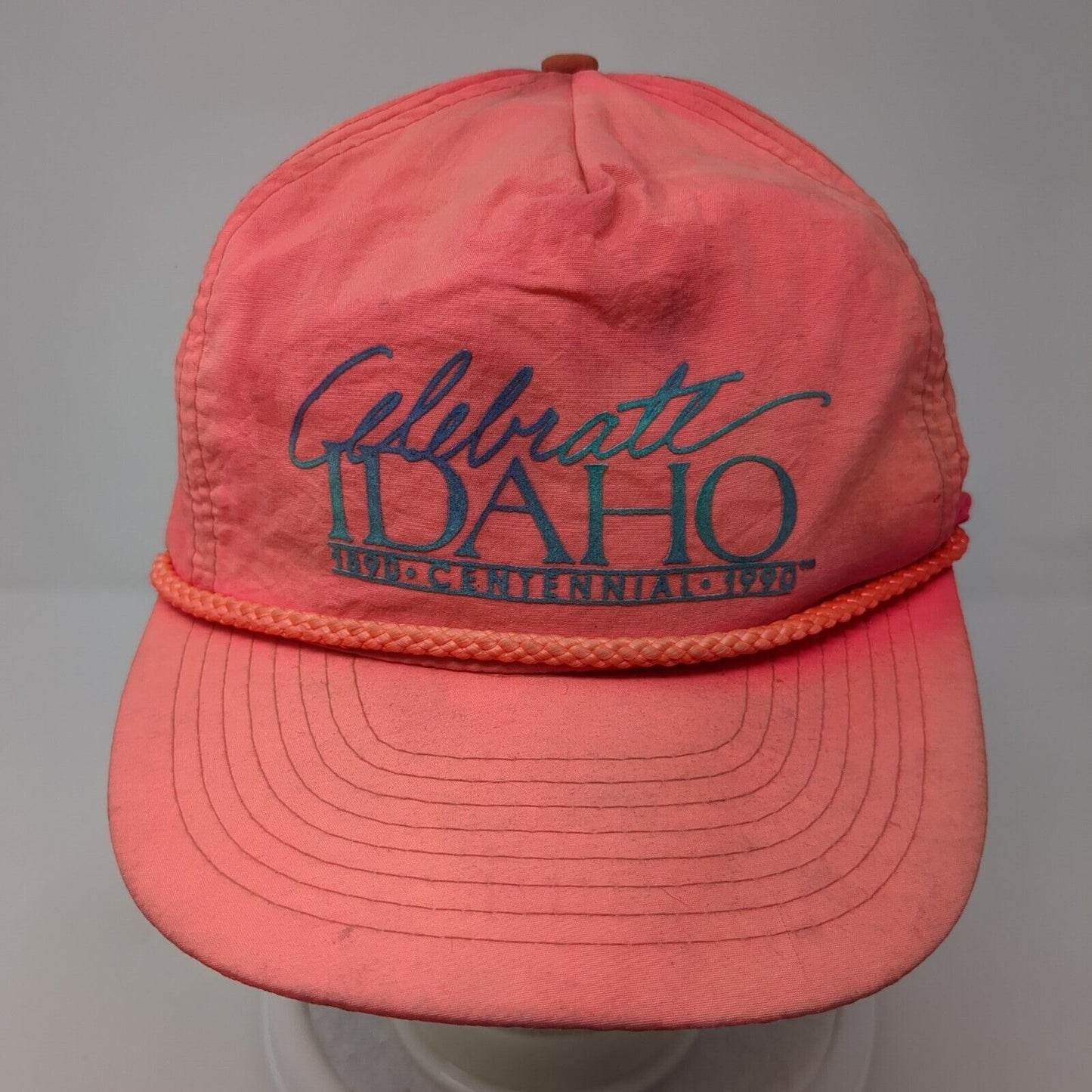Celebrate Idaho Centennial 1890-1990 Strapback Hat Pink OS Adjustable Rope Mohrs