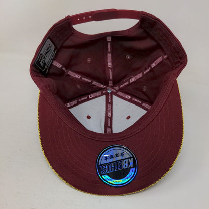 KB Ethos Snapback Hat Red Yellow Cleveland Embroidered Logo Adjustable