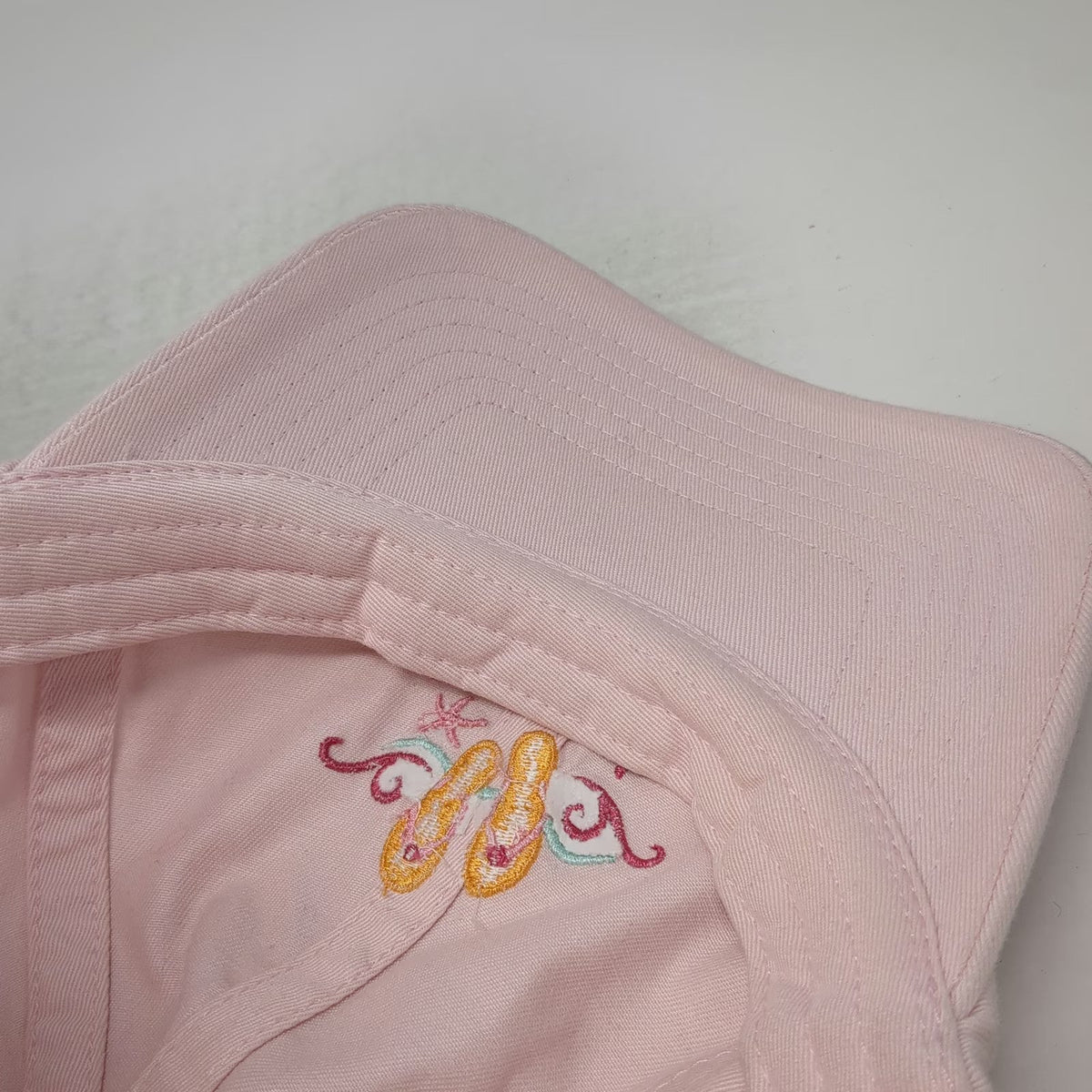 Baseball Cap Pink One Size Embroidered Bermuda Flip Flops Hat Slideback Cotton