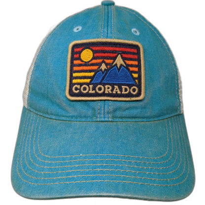 Legacy Trucker Hat Blue One Size Colorado Mountain Patch Sunset Snapback