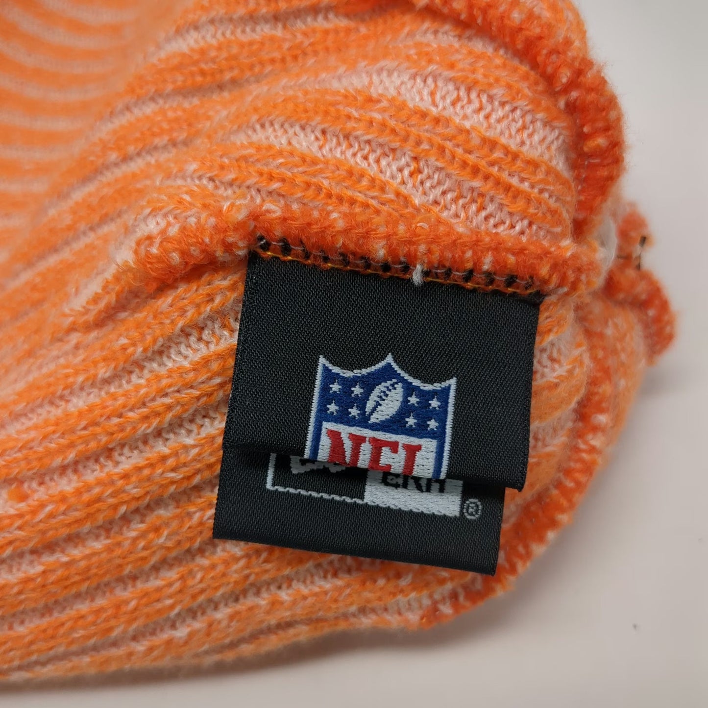 Denver Broncos NFL New Era Beanie Orange Blue White One Size Pom Patch Knit Hat