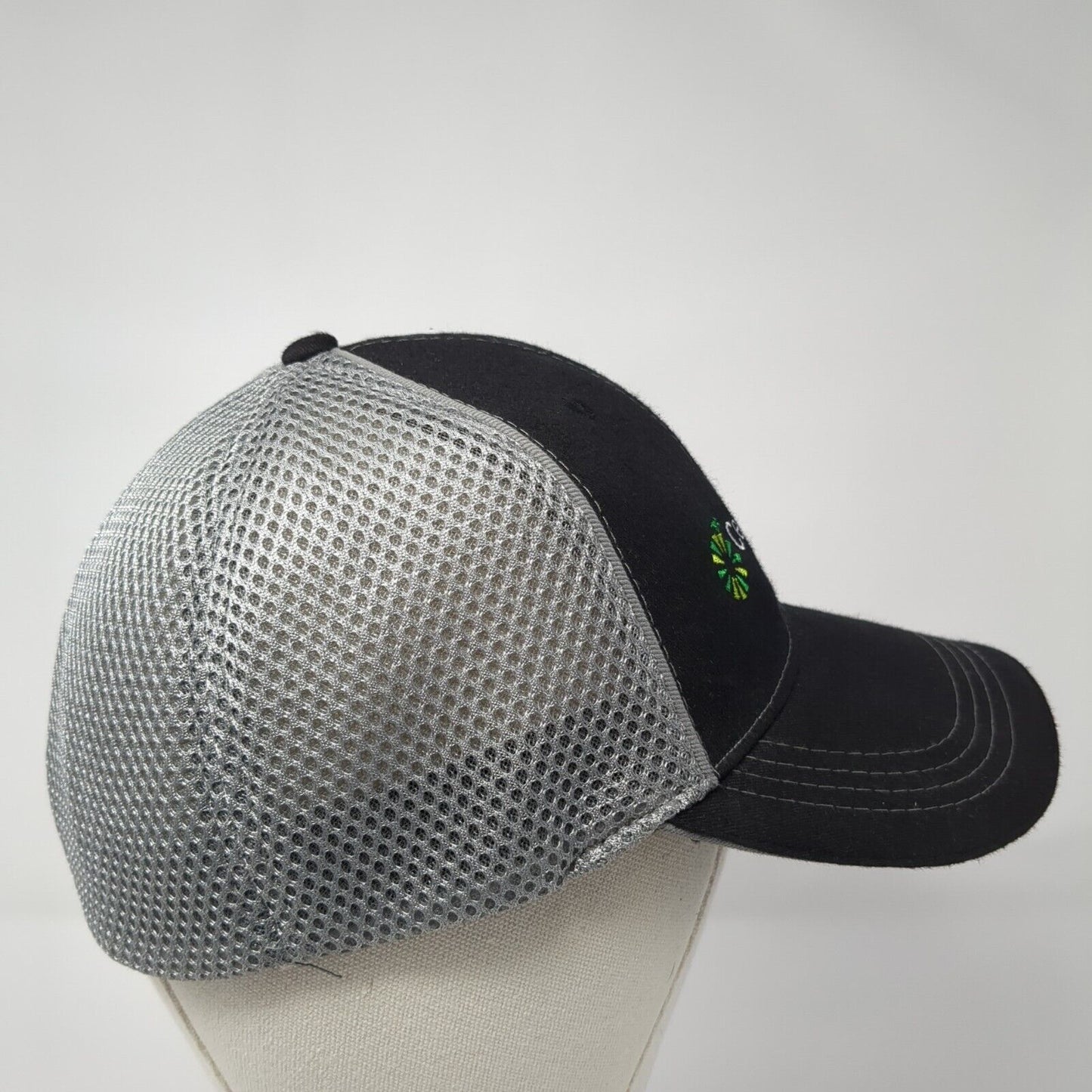Century Link Fitted Trucker Hat Black S/M Vented Holes 6 Panel Mesh Back
