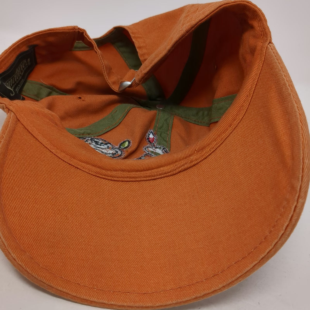 Signatures Baseball Cap Orange One Size Embroidered Sugar Skull Roses Muerto Hat