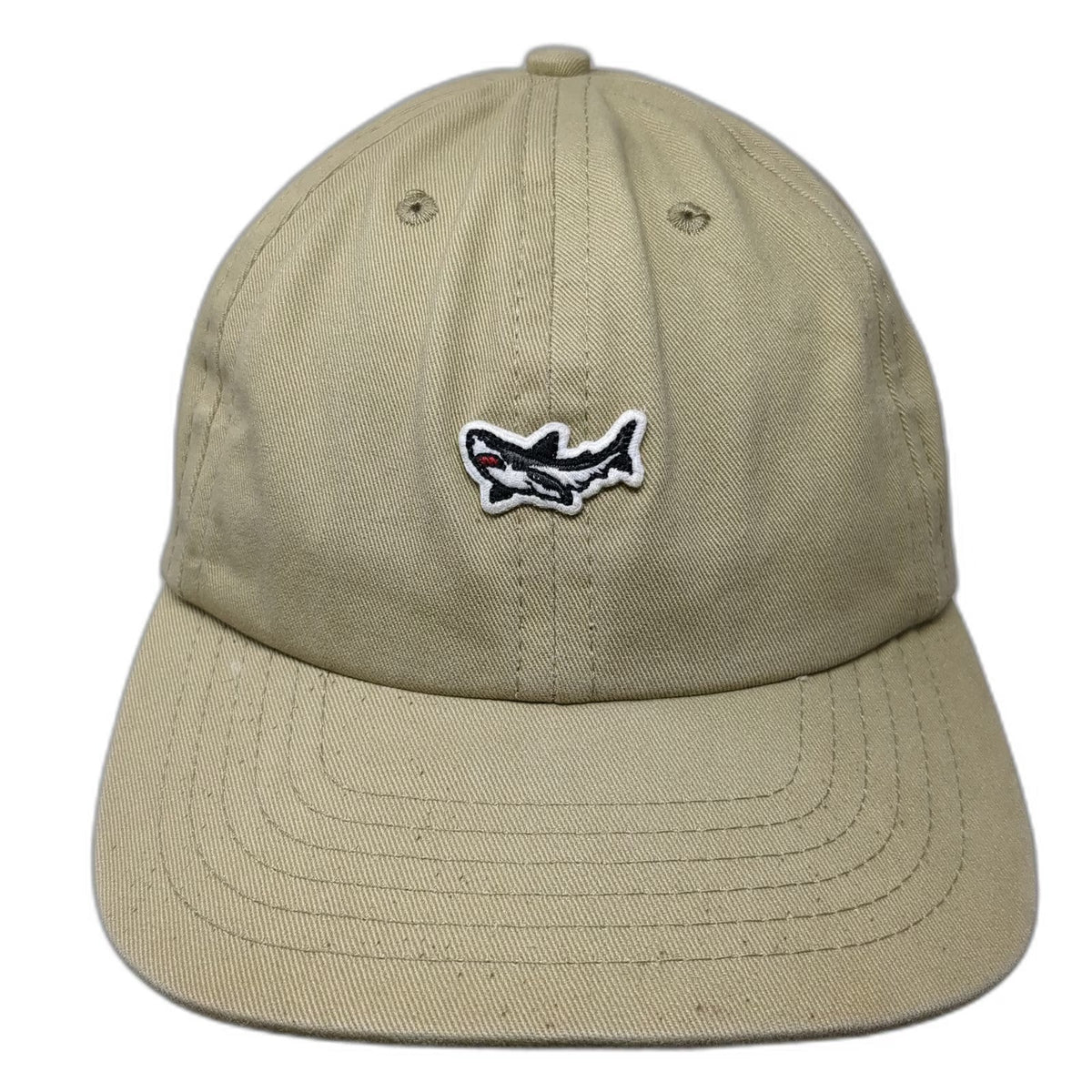 Dark Seas Snapback Hat Beige One Size Shark Logo Embroidered Baseball Cap