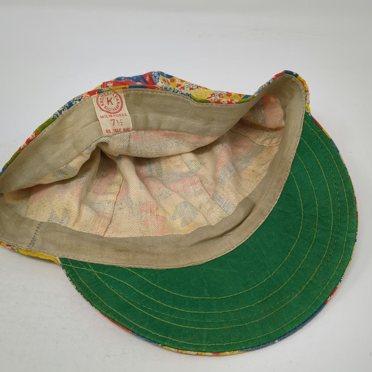 Kromer Baseball Cap Yellow Red Blue Green 7 1/2 Patchwork Soft Crown Fitted Hat