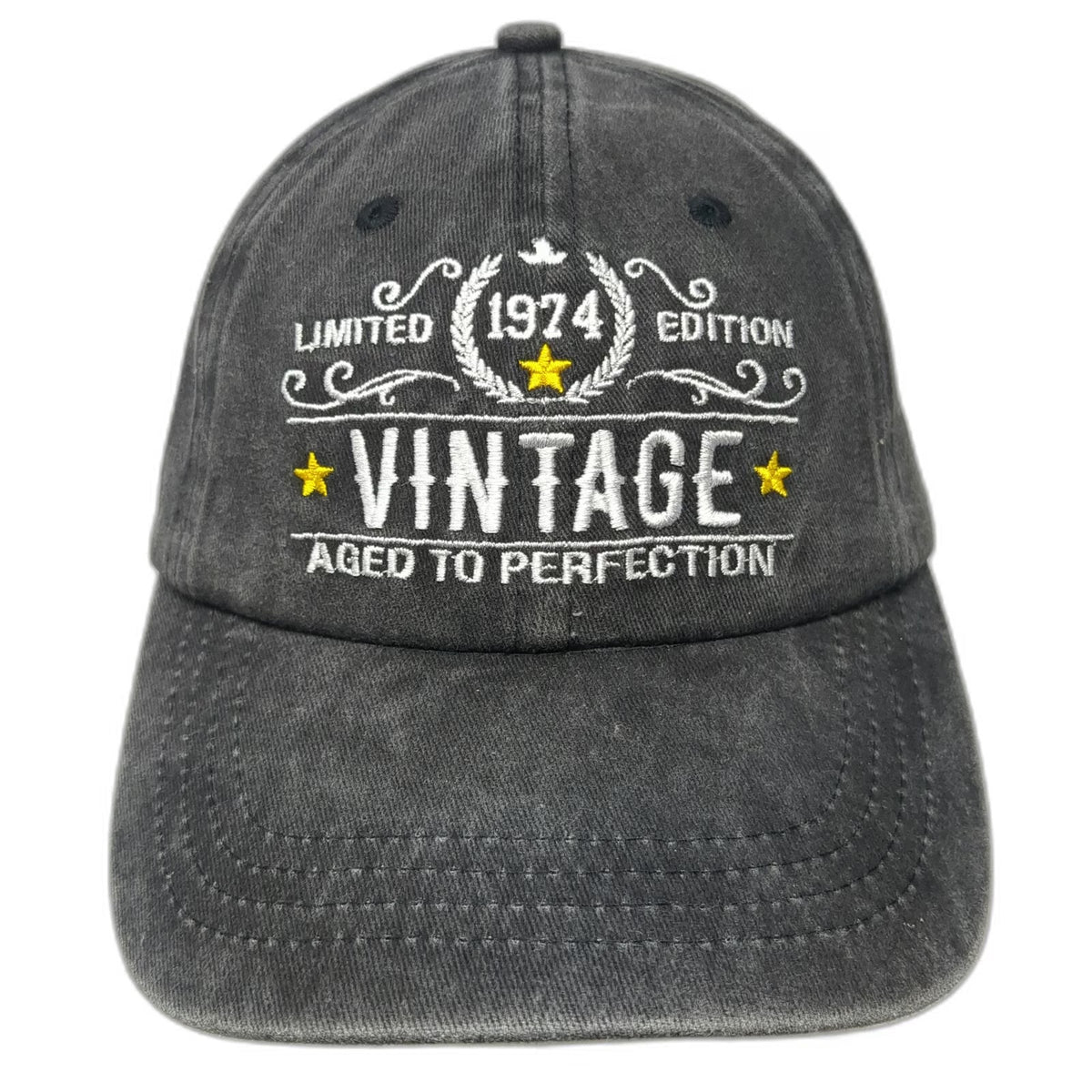 Slideback Baseball Cap Gray One Size 1974 Limited Edition Aged to Perfection Hat