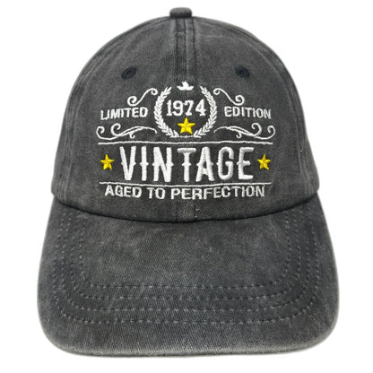 Slideback Baseball Cap Gray One Size 1974 Limited Edition Aged to Perfection Hat