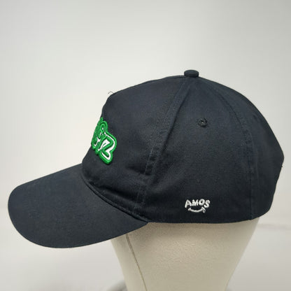 AMOS Peelerz 5 Panel Black Hat One Size Slideback Adjustable Embroidered Cotton