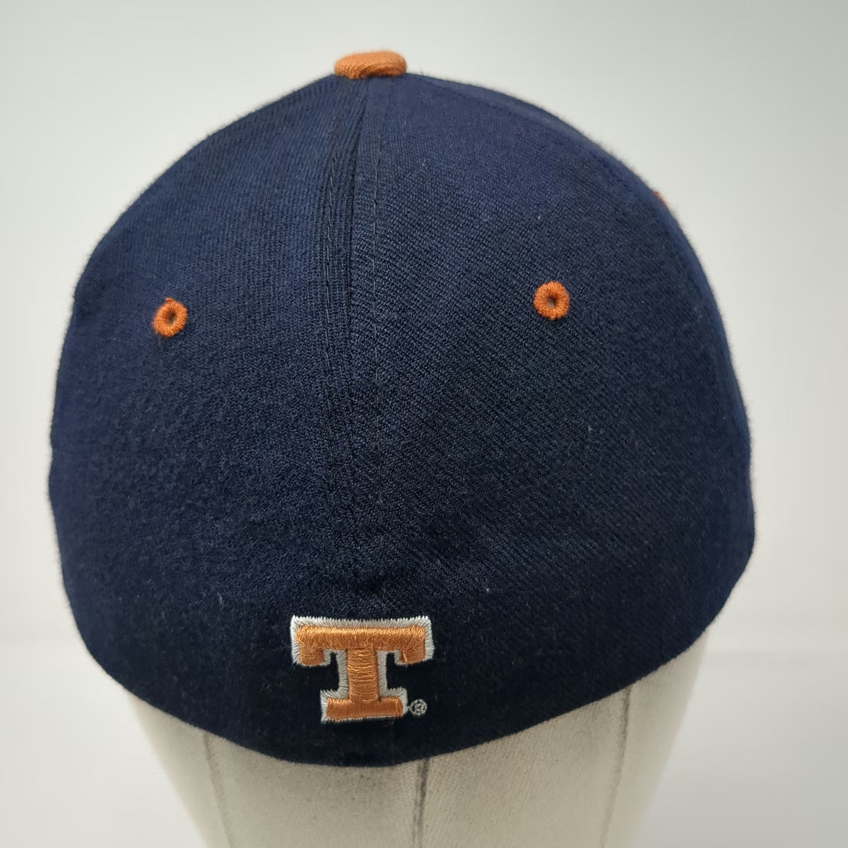 Texas Longhorns NCAA Zephyr Cap Blue L Stretch Fit Embroidered Hat Orange Brim