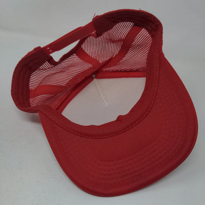 Soccer Ball Snapback Mesh Back Trucker Hat Red One Size Colorblock