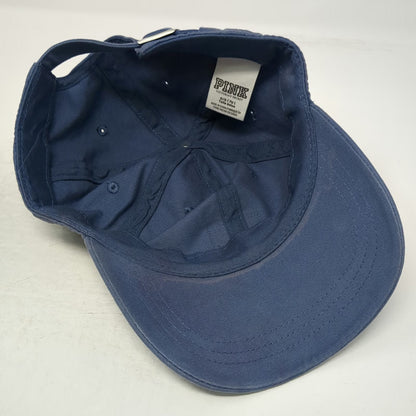 PINK Victoria's Secret Baseball Cap Blue OSFM Slideback Cotton Logo Strap Hat