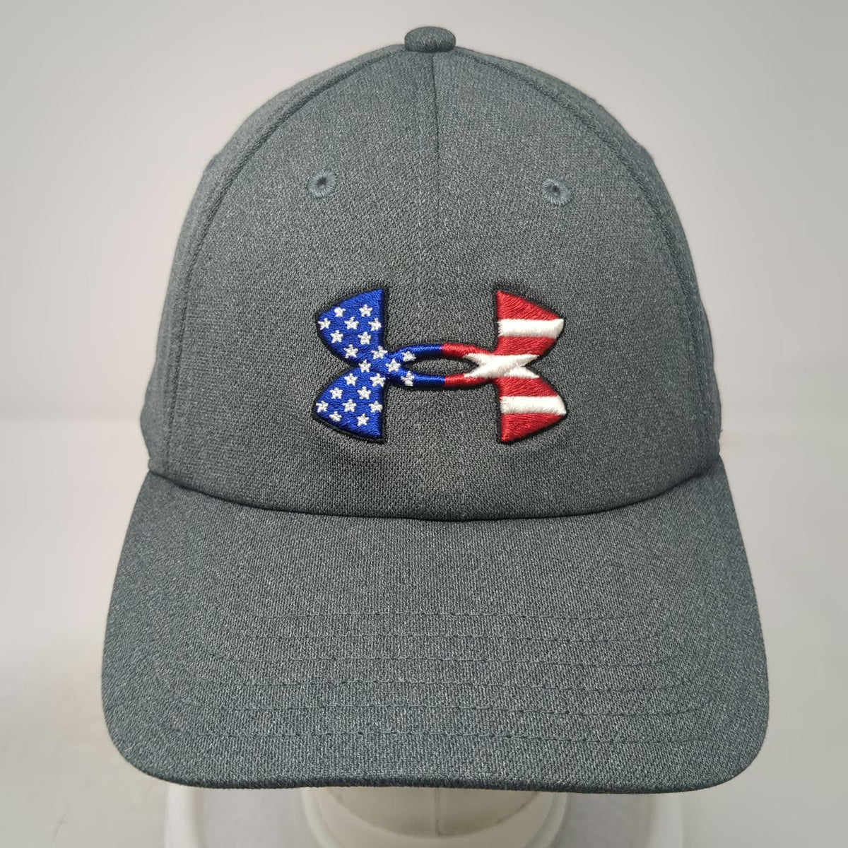 Under Armour Baseball Cap Gray OSFM American Flag Logo Blitzing Hat Strapback