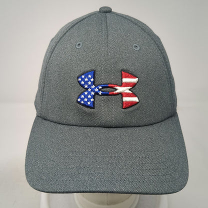 Under Armour Baseball Cap Gray OSFM American Flag Logo Blitzing Hat Strapback