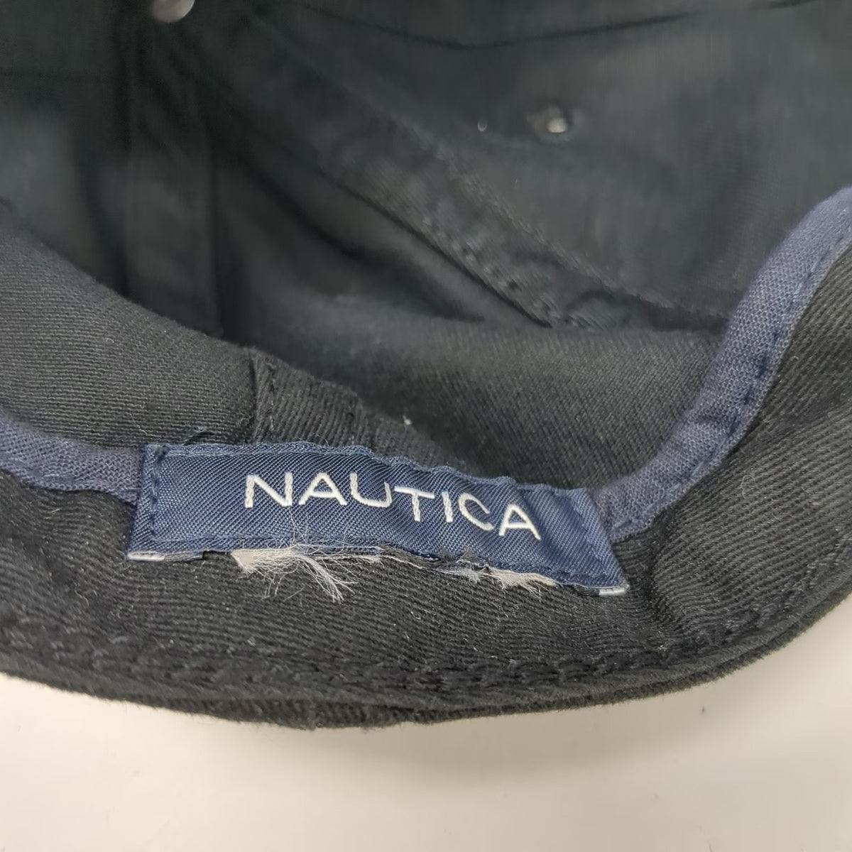 Nautica Baseball Cap Black One Size Sailboat Logo Slideback Curved Brim Hat
