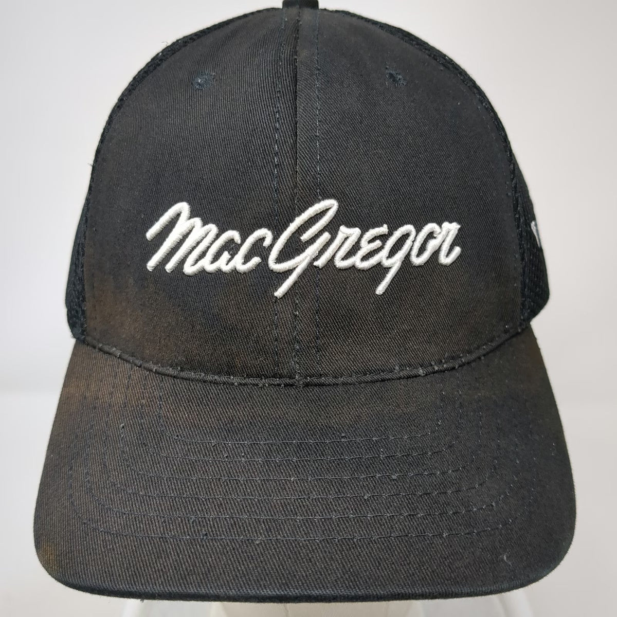MacGregor Baseball Cap Black XL Fitted Mesh Stretch Fit VIP Golf Hat Performance