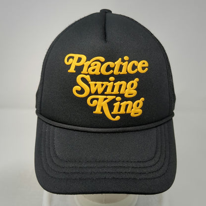 TopGolf Trucker Hat Black One Size Practice Swing King Snapback Mesh Golf Rope