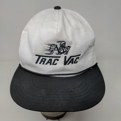 Anvil Men's Snapback Hat White Black Embroidered Trac Vac Logo Vintage