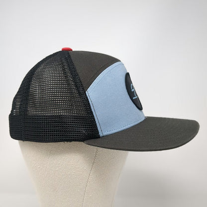 5 Panel Hat Gray Blue One Size MHRTA Logo Mesh Snapback Flat Brim Memorial