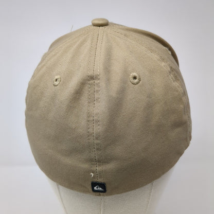 Quiksilver Fitted Hat Tan One Size Lightweight Embroidered Vented Holes 6 Panel
