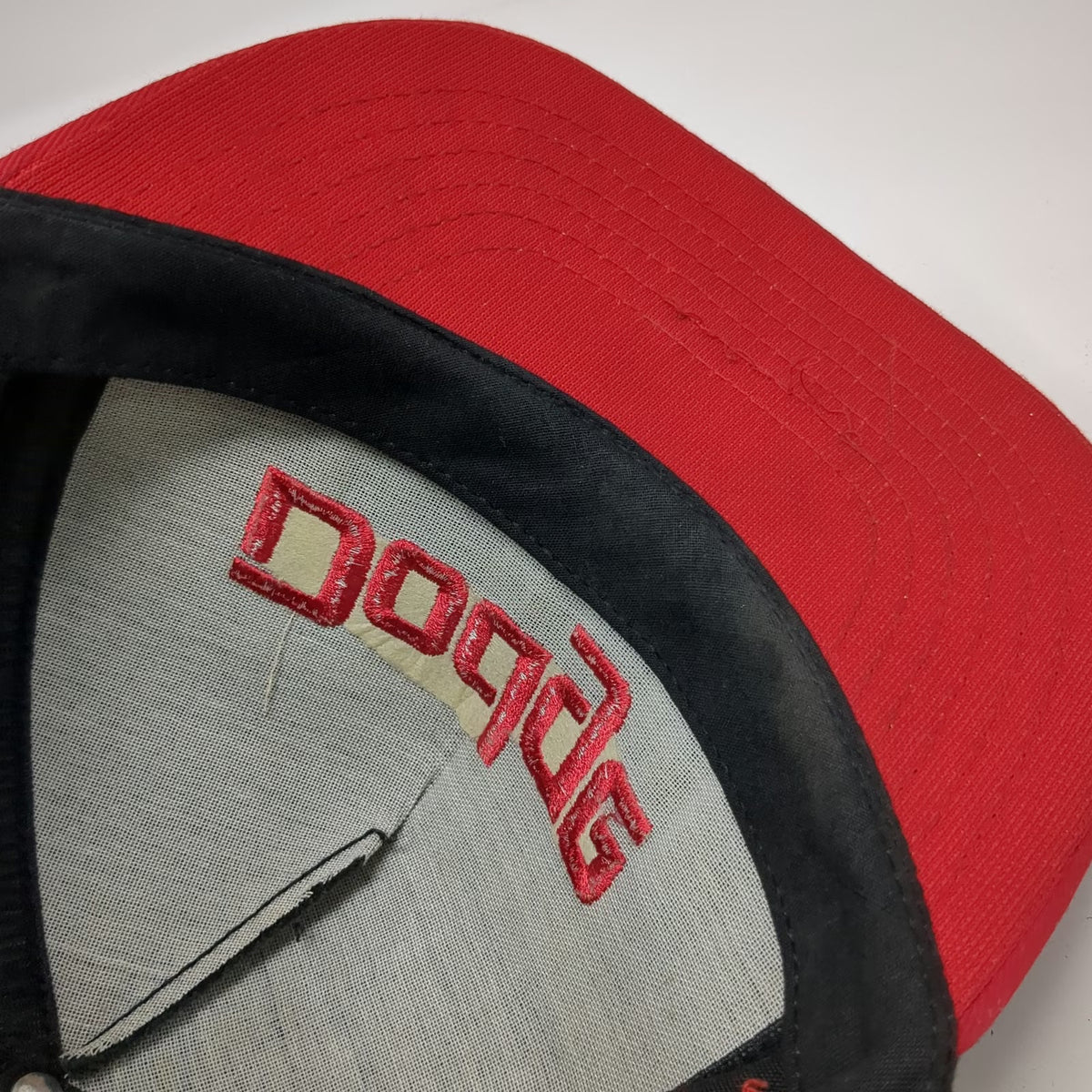 Nomad Dodge Trucker Hat Black Red Vintage Snapback Flat Brim Made in USA