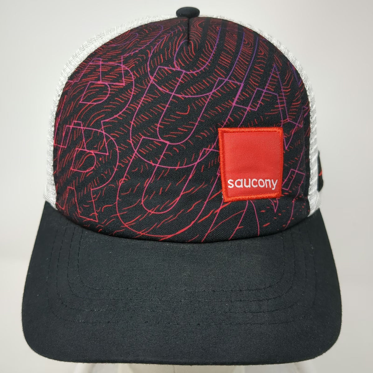 Saucony Trucker Hat Black One Size Mesh Snapback Boco Shu's Idaho Running Co