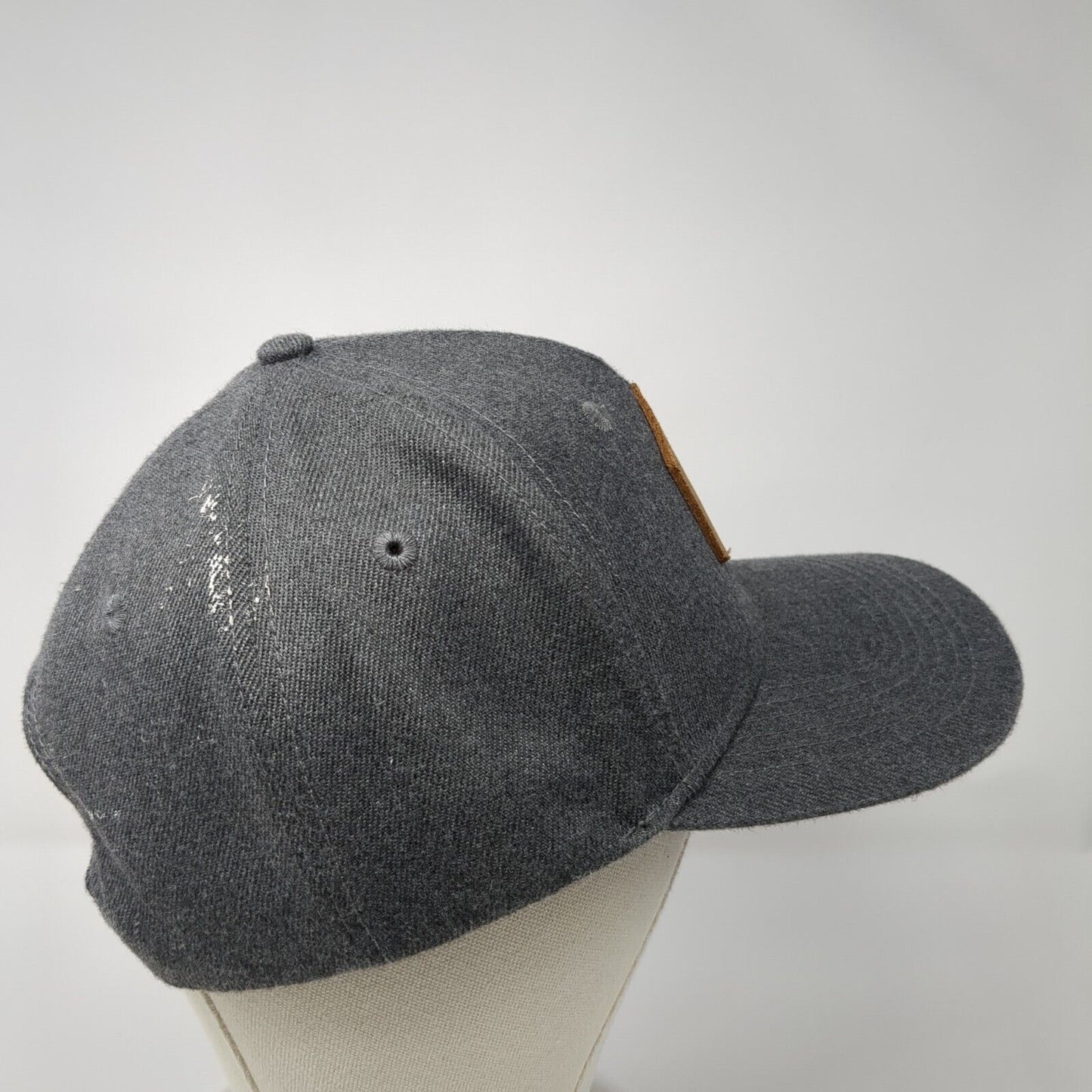 Timberline Snapback Hat Gray One Size Solid Adjustable Leather Patch