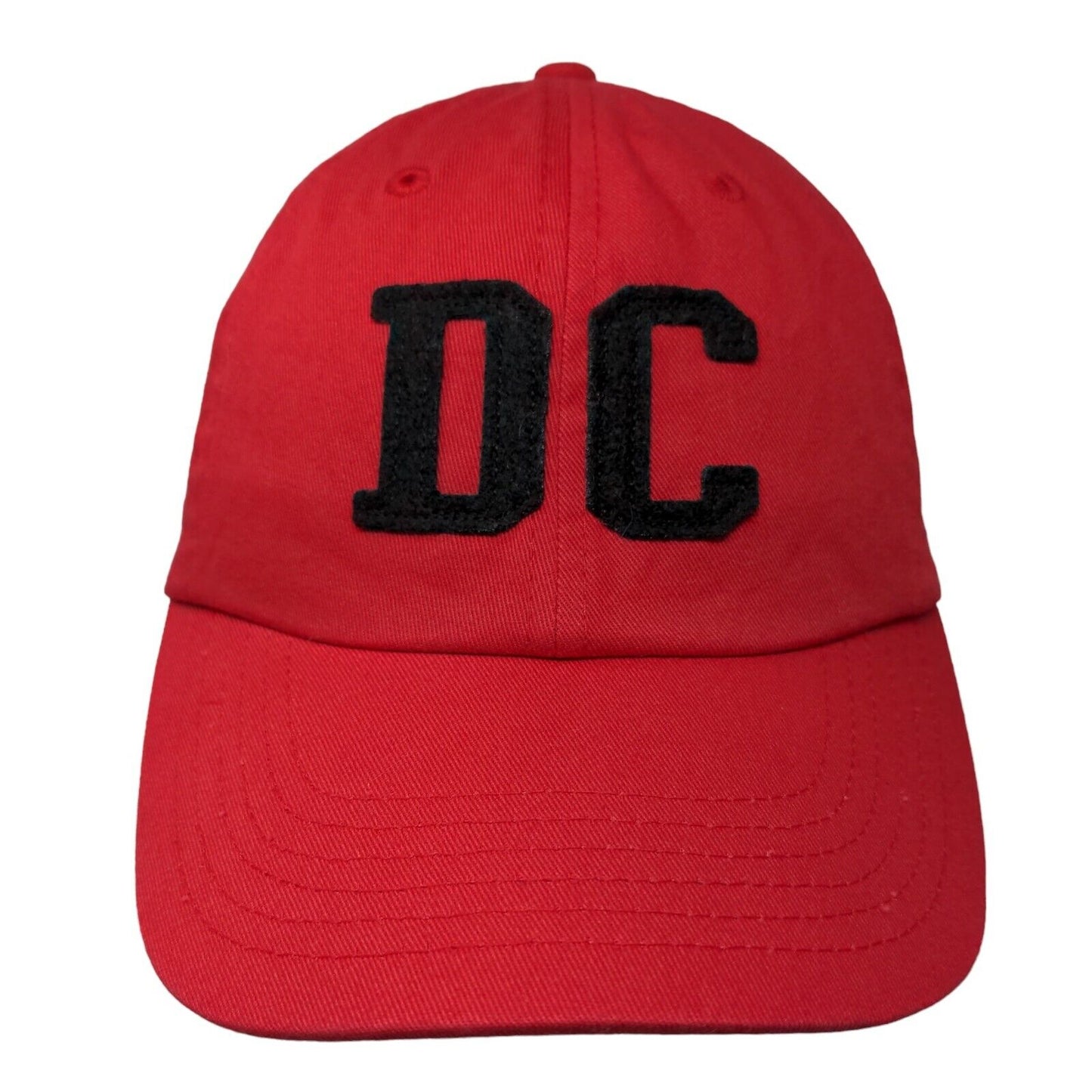 DC Slideback Hat Red One Size Adjustable Embroidered Vented Holes 6 Panel