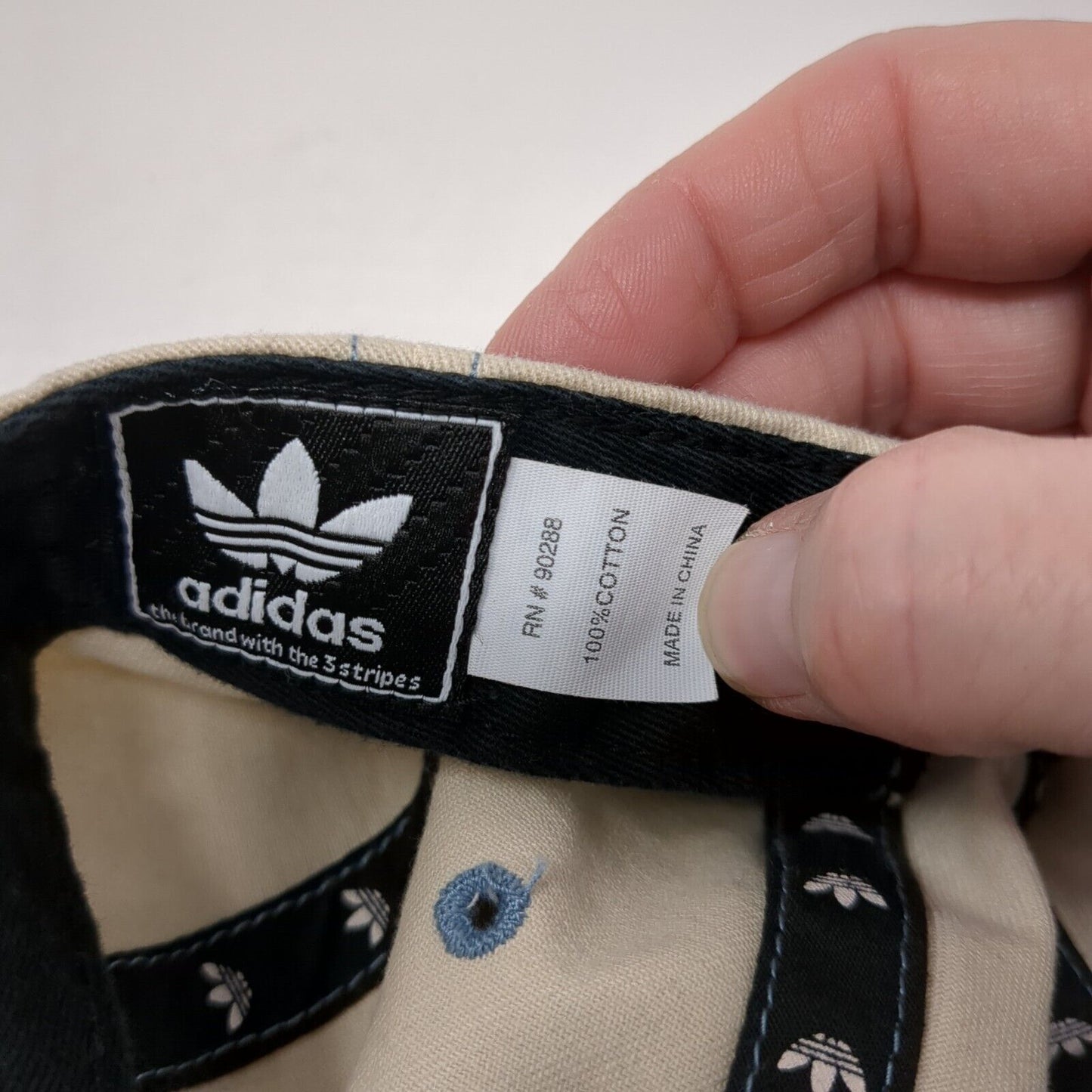 Adidas Slideback Hat Blue One Size Adjustable Embroidered Trefoil Denim Cotton