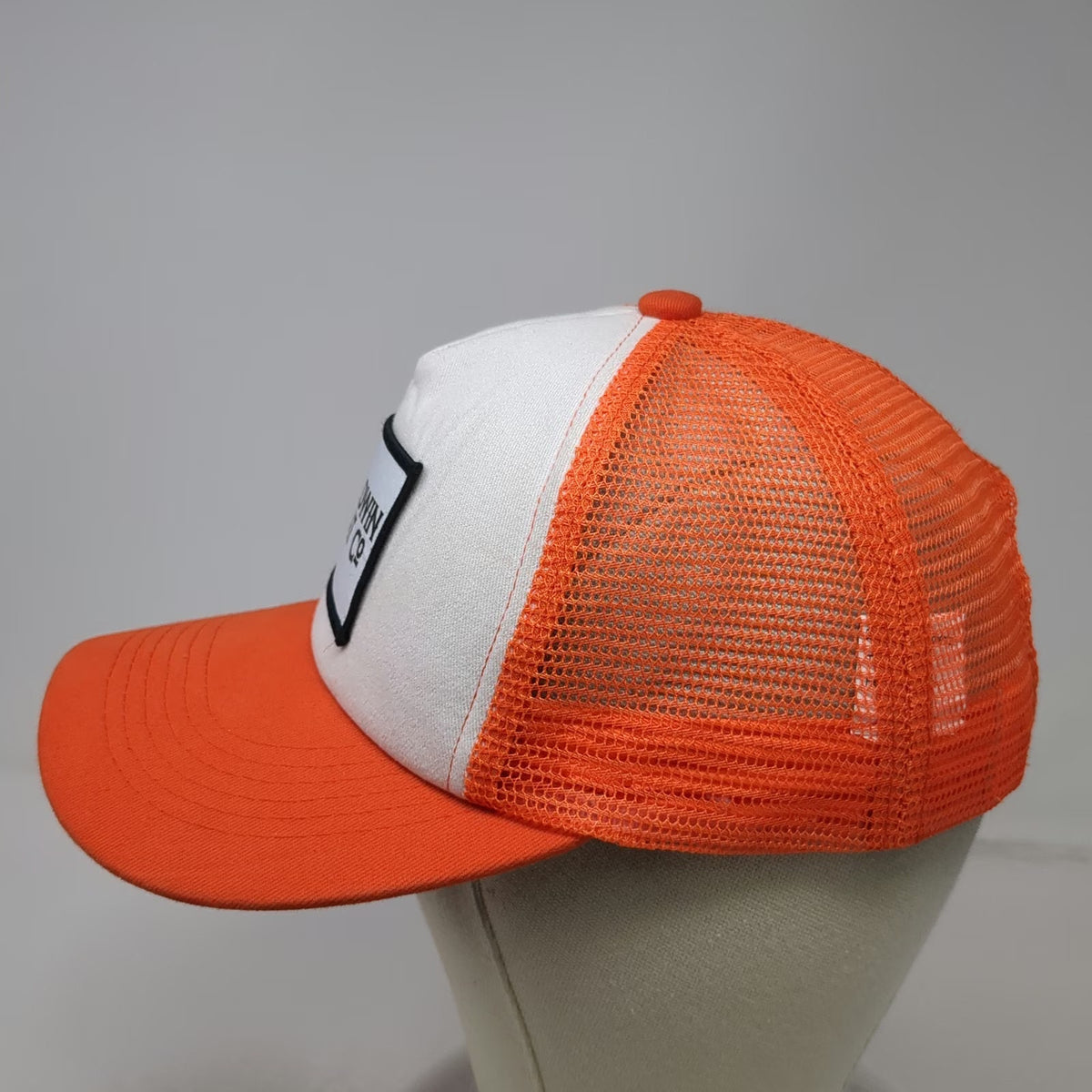 Baldwin Hat Co Trucker Hat Orange White One Size Mesh Snapback Beard Logo Patch