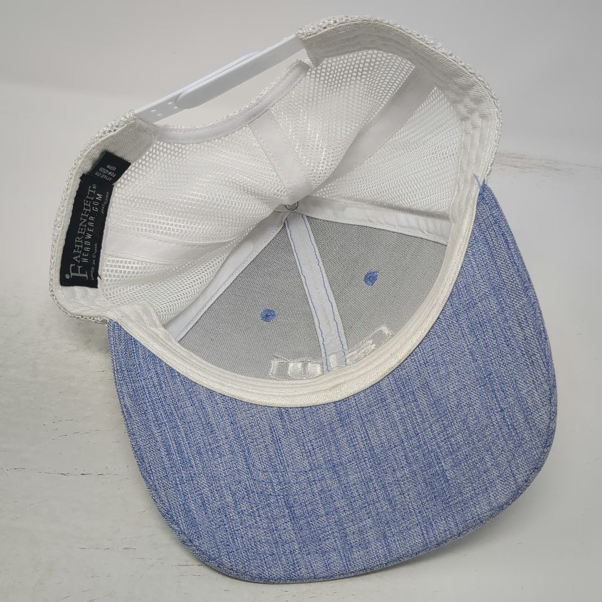 Fahrenheit Trucker Hat Blue One Size Sumter Utilities Quanta Services Heathered
