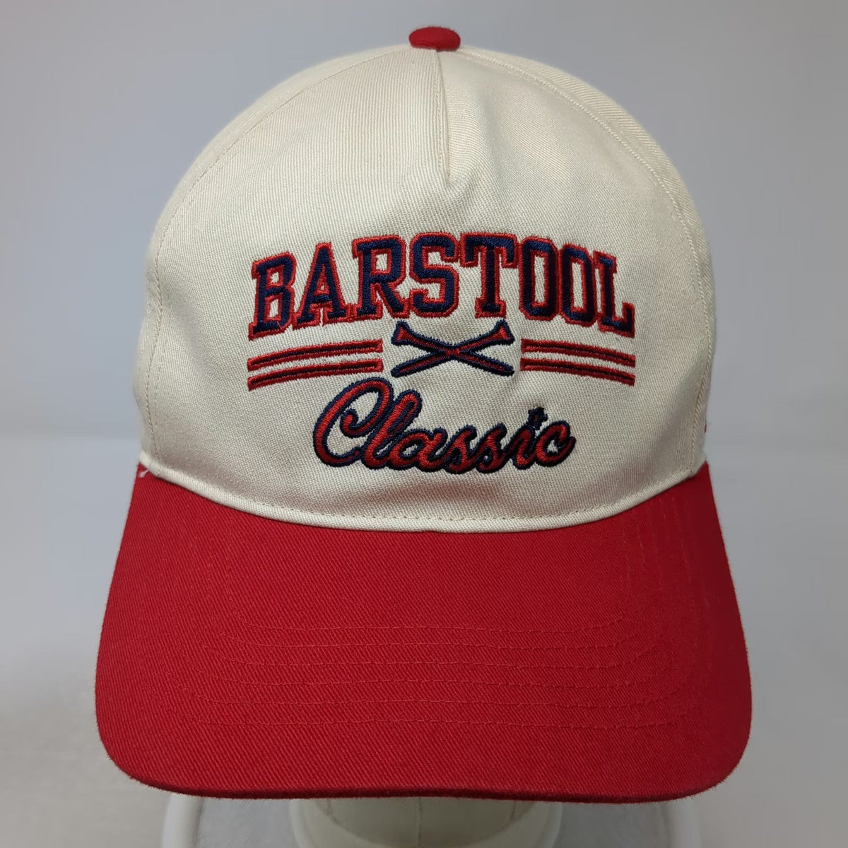 '47 Barstool Classic 2025 Beige Red OSFM 5 Panel Golf Snapback Hat Adjustable