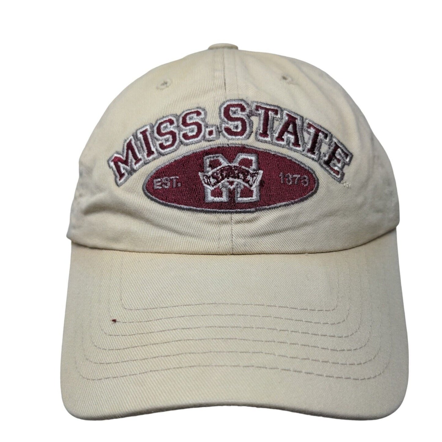 T.E.I Men's Strapback Hat Tan OSFA Embroidered Mississippi State Logo