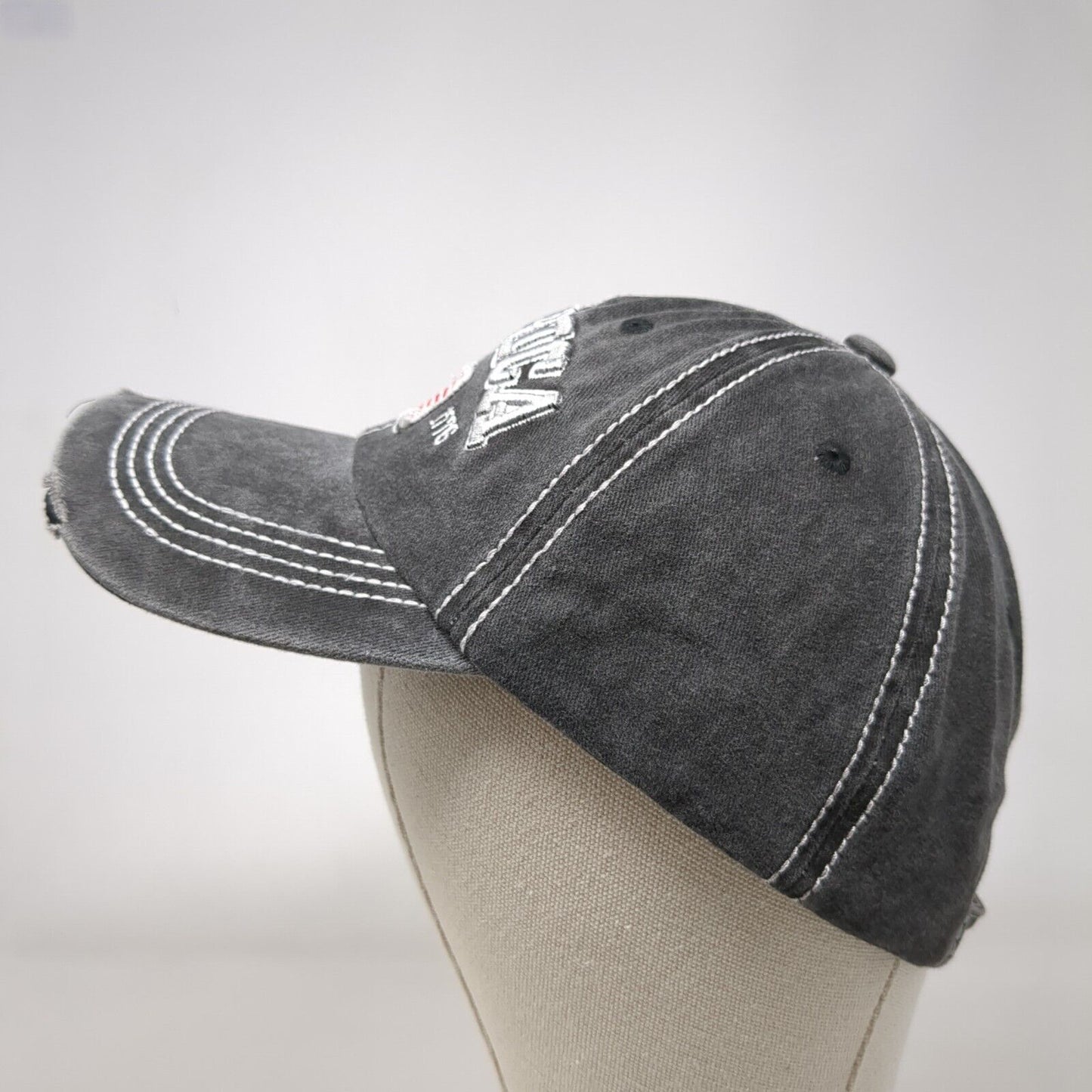 America Est 1776 Slideback Hat Gray One Size Adjustable Patriotic Distressed