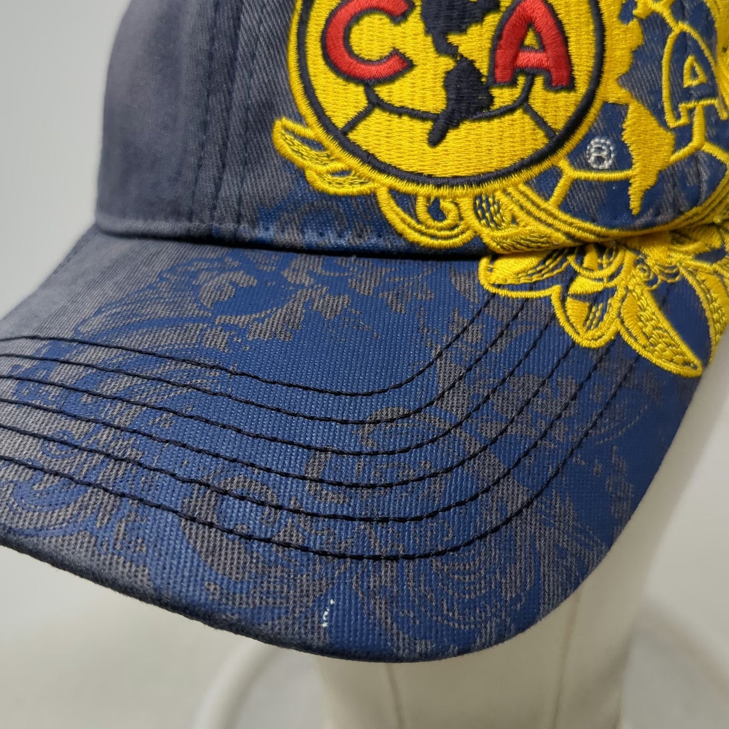RX Club America Soccer Baseball Cap Blue Yellow M Fitted Stretch FMF Football