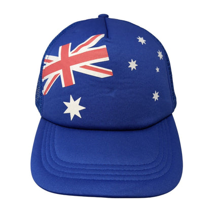 Flag of Australia Snapback Mesh Back Trucker Hat Blue One Size Solid