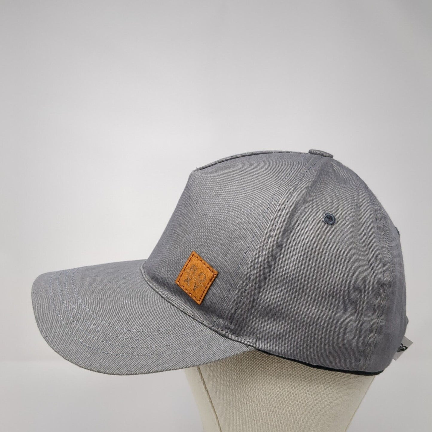 Roxy Leather Patch Strapback Hat Gray One Size Adjustable Solid Outdoor