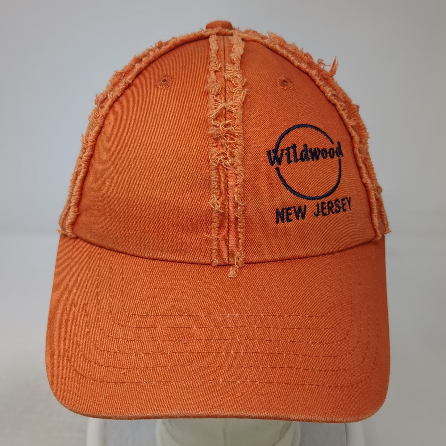 Royal Baseball Cap Orange One Size Distressed Seams Wildwood New Jersey Hat