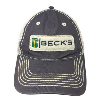 Beck's Strapback Trucker Hat Gray One Size Adjustable Embroidered Mesh Back