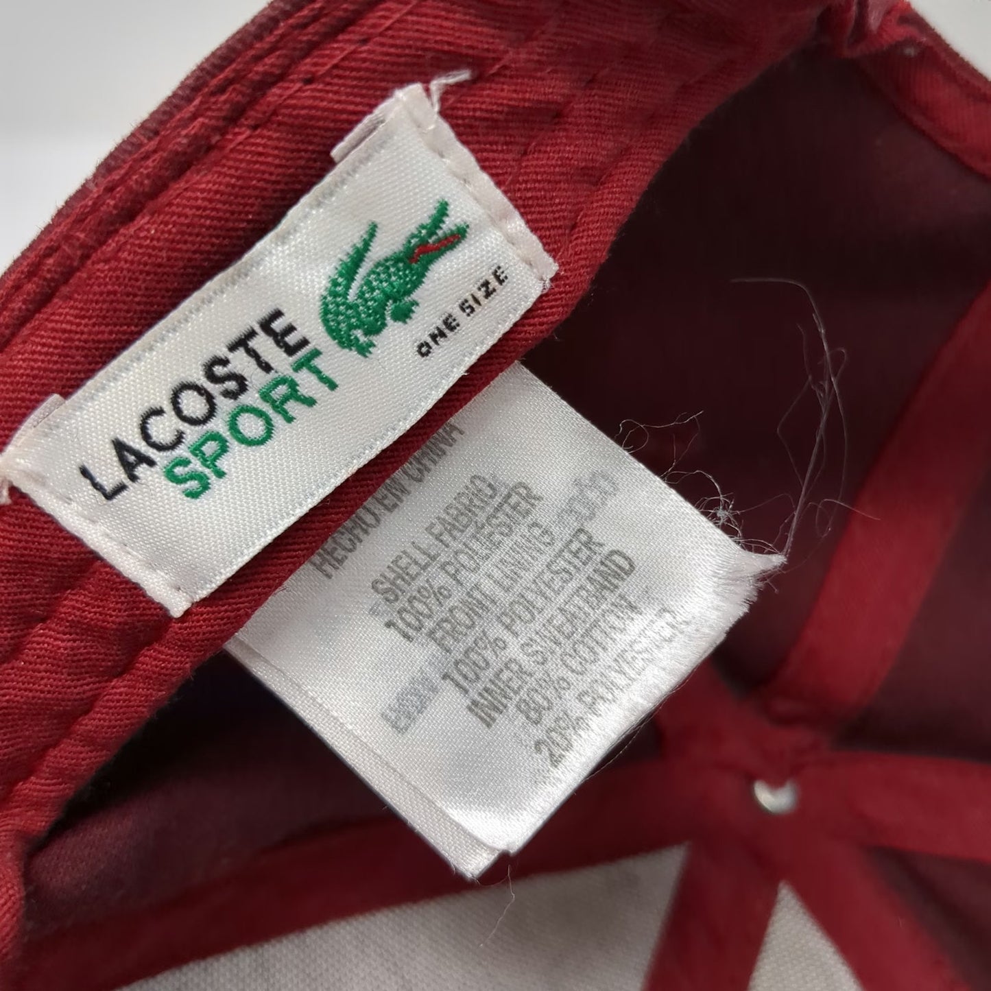 Lacoste Sport Baseball Cap Red White One Size L Embroidery Slideback Hat