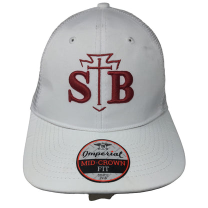 Imperial Men's Snapback Mesh Back Hat White OSFA Embroidered SB Christian Logo