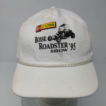 Tires Les Schwab Boise Roadster Show '95 Snapback Hat White OSFA Rope KC Caps