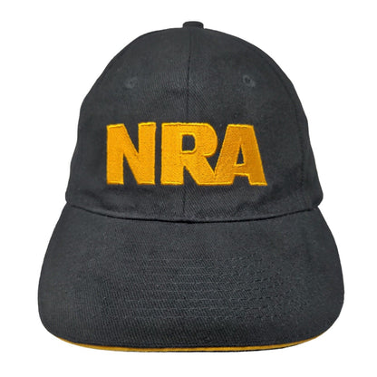 NRA Strapback Hat Black OSFA Adjustable Embroidered Patriotic 6 Panel