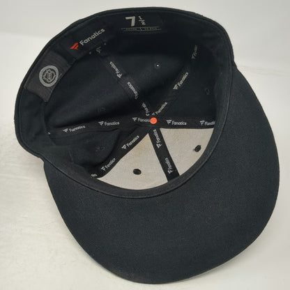 Fanatics Boston Bruins NHL Cap Black 7 1/2 Fitted Embroidered Logo Flat Brim Hat