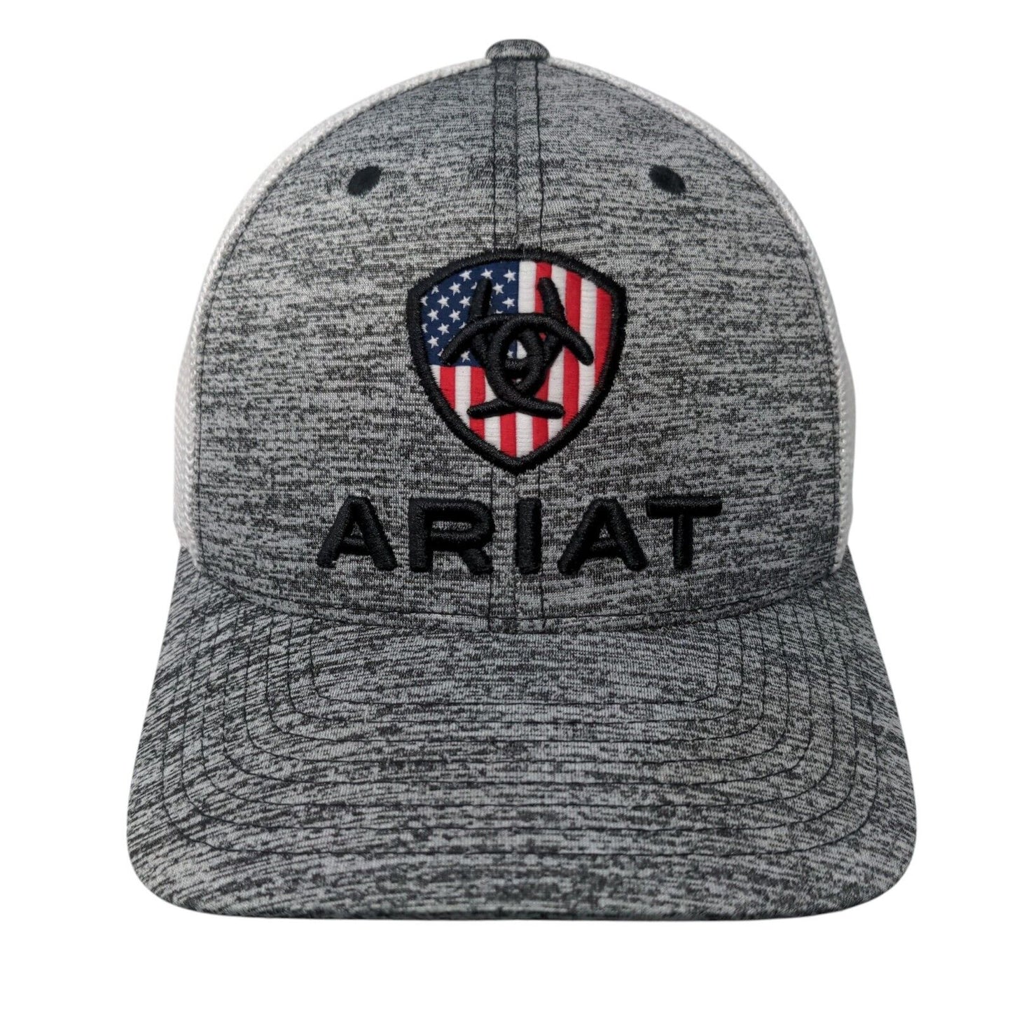 Ariat Snapback Trucker Hat Gray OS Adjustable 110 Flexfit Tech Patriotic Yupoong
