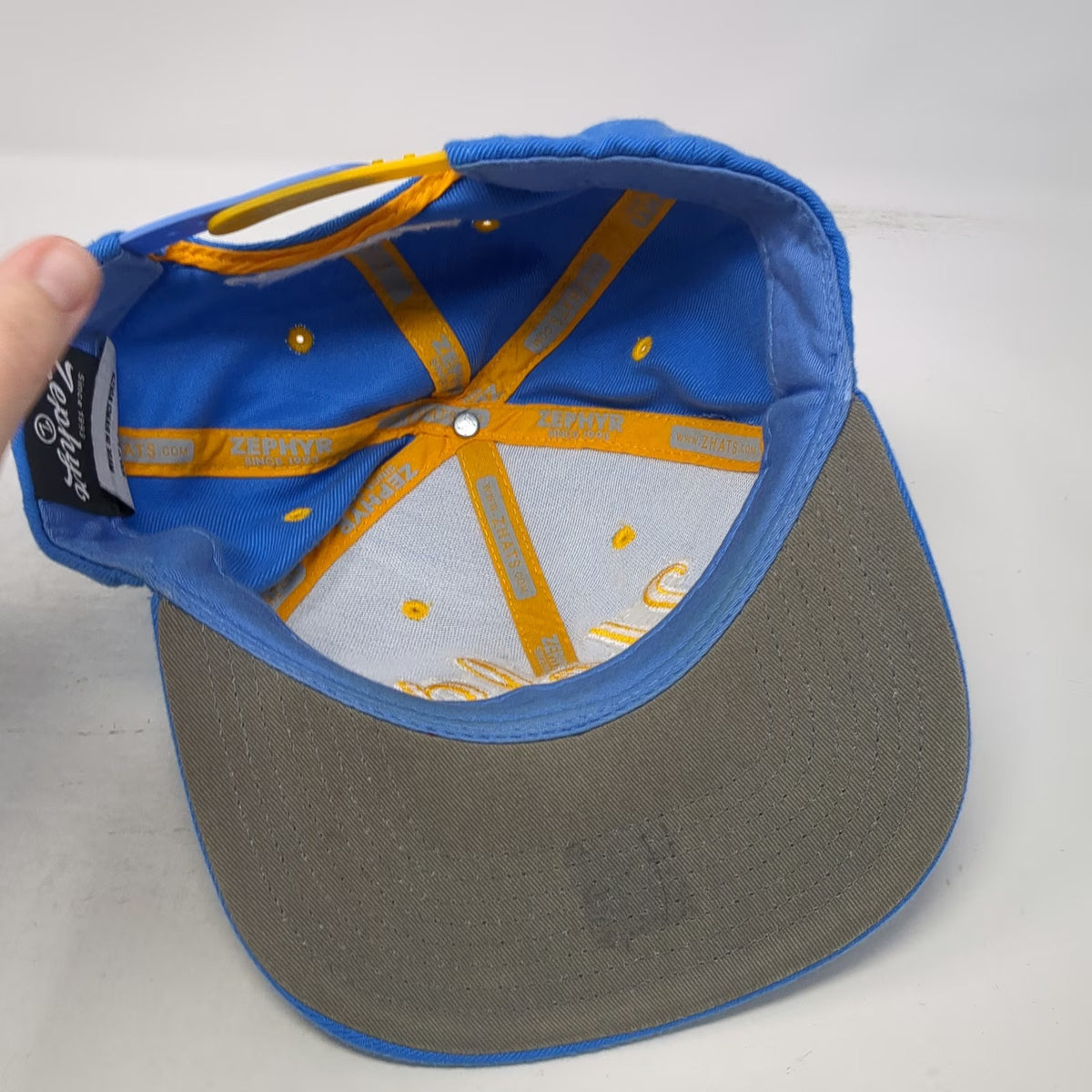 Zephyr UCLA Bruins NCAA Snapback Hat Blue Yellow One Size Script Logo Flat Brim