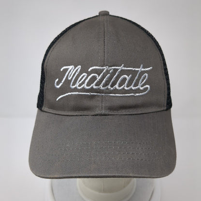 Meditate Snapback Trucker Hat Gray One Size Adjustable Mesh Back Econscious