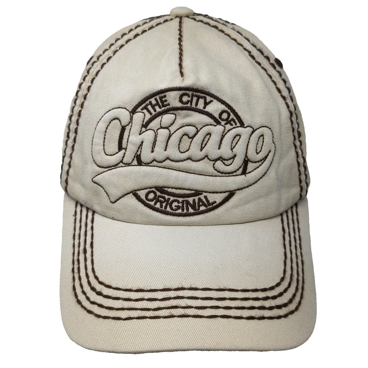 Robin Ruth 5 Panel Hat Beige Brown One Size Chicago City Original Thick Stitch