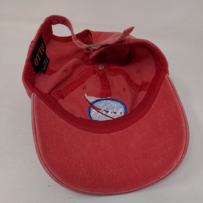NASA Slideback Hat Red OSFM Adjustable Embroidered 6 Panel Otto Cotton
