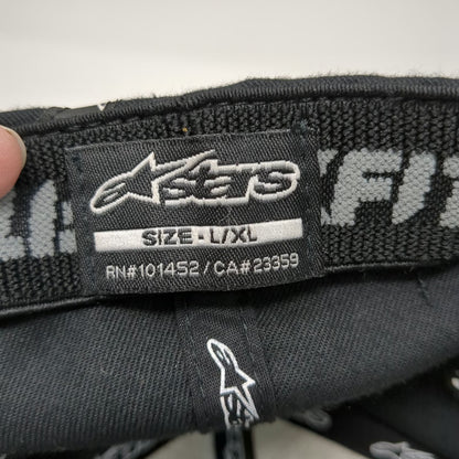 Alpinestars Baseball Cap Black XL Fitted Flexfit Tonal Logo Motorcycle Hat