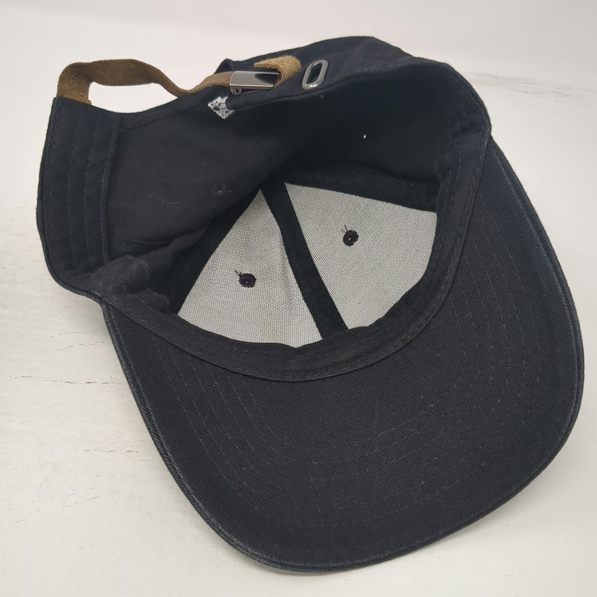 Peet's Coffee Black Baseball Cap One Size Leather Strapback Hat Twill Logo